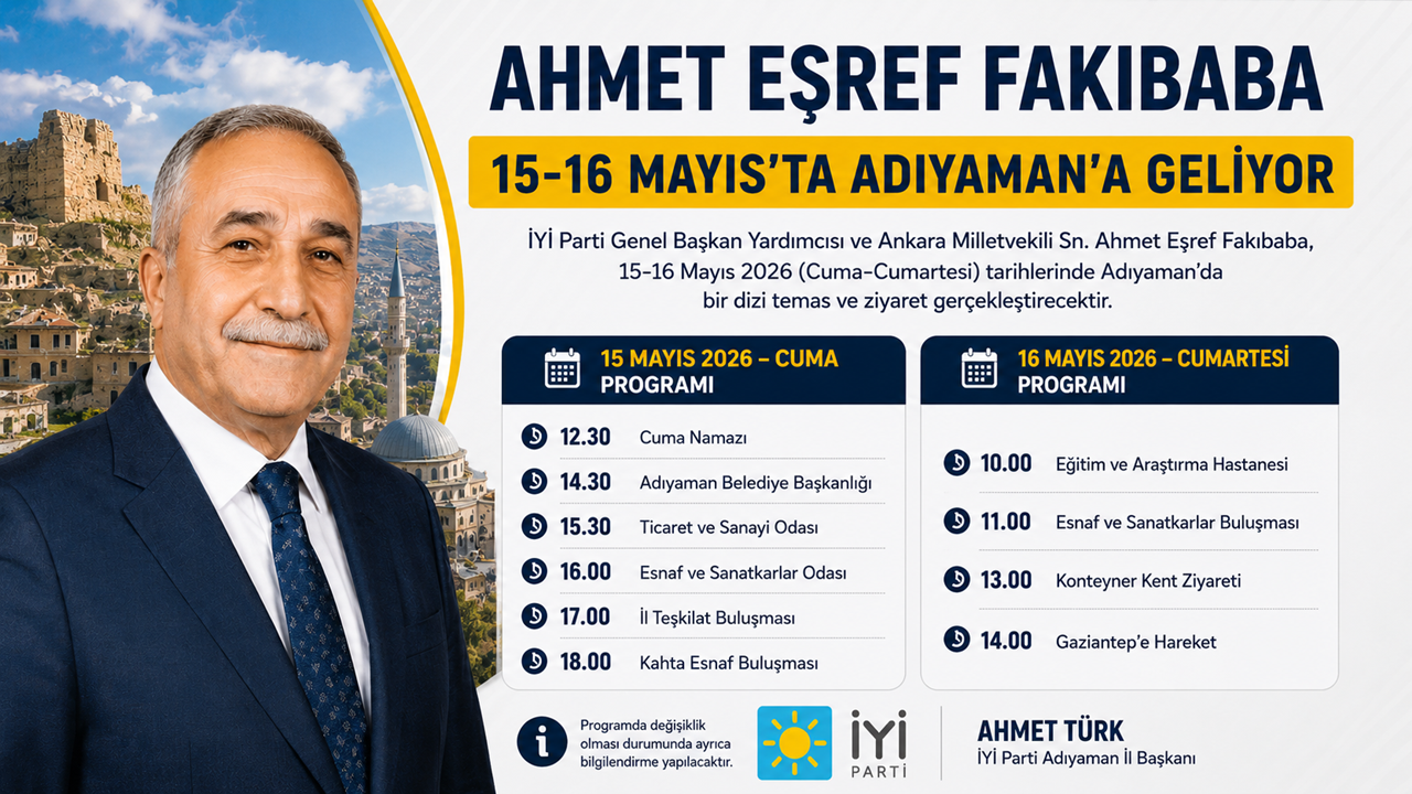 İYİ Partili Fakıbaba Adıyaman’da Temaslarda Bulunacak