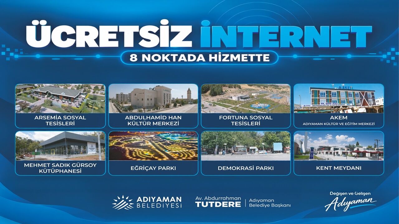 Adıyaman’da Ücretsiz İnternet 8 Noktada Hizmette