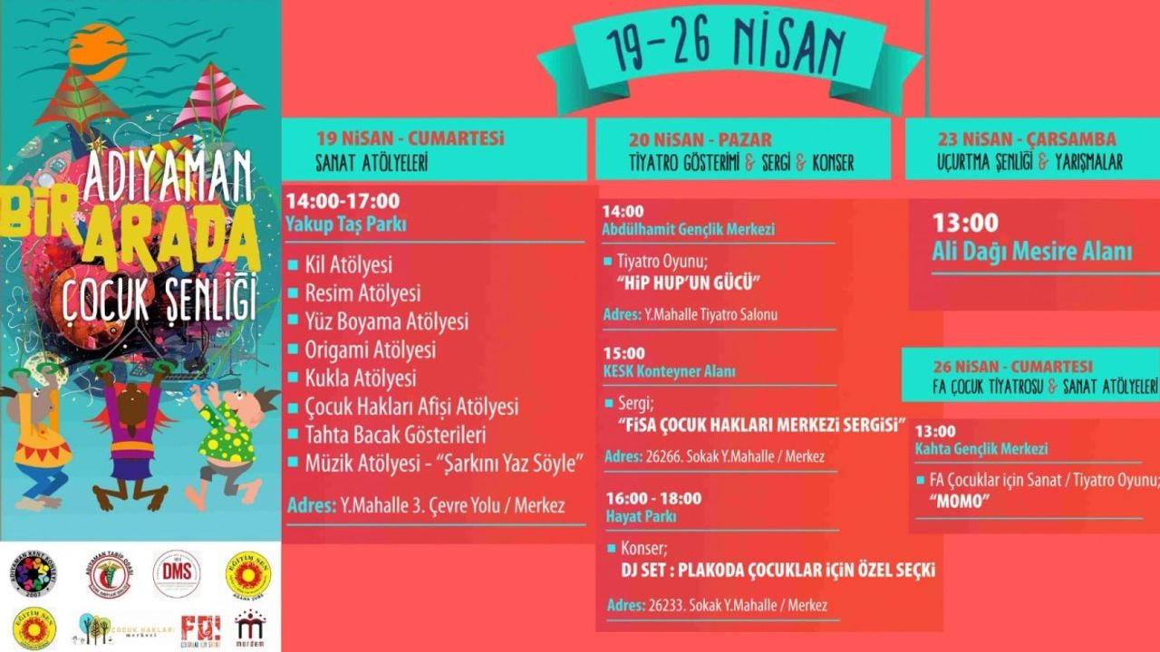 'Adıyaman Bir Arada Çocuk Şenliği' 19-26 Nisan tarihleri arasında ikinci kez düzenleniyor 