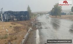 Adıyaman'da kamyonet devrildi sürücüsü yaralandı