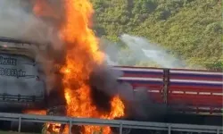 Bolu Dağı inişinde tır yandı!