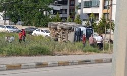 Adıyaman’da TOKİ şantiyesinden çıkan kamyon devrildi: Şans eseri yaralanan olmadı 
