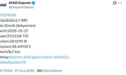 Adıyaman'ın Sincik ilçesinde 3,7 büyüklüğünde deprem