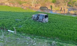 Hafif ticari araç şarampole yuvarlandı