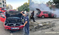 Adıyaman'da Seyir Halindeki Otomobil Alev Aldı Yandı