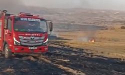 Besni'de Boş arazide anız yangını kontrol altına alındı