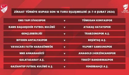 Ziraat Türkiye Kupası son 16 turu eşleşmeleri belli oldu 
