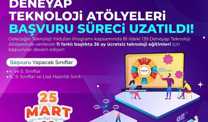 Deneyap Teknoloji Atölyeleri için başvuru süreci uzatıldı