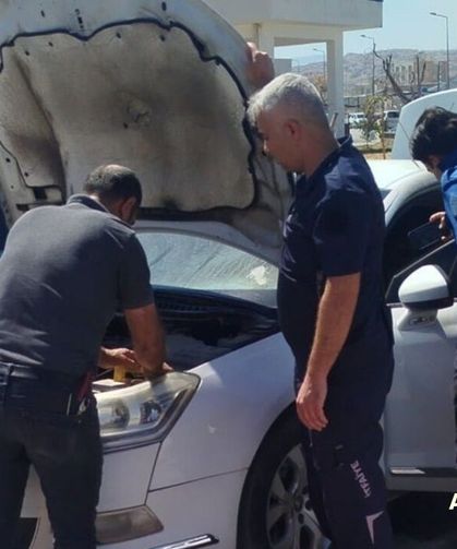 Adıyaman'da Hastane Otoparkında Araç Yangını