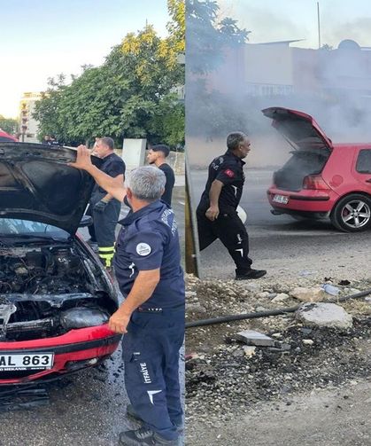 Adıyaman'da Seyir Halindeki Otomobil Alev Aldı Yandı