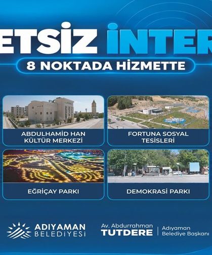Adıyaman’da Ücretsiz İnternet 8 Noktada Hizmette