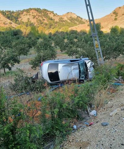 Otomobil meyve bahçesine yuvarlandı: 4 yaralı