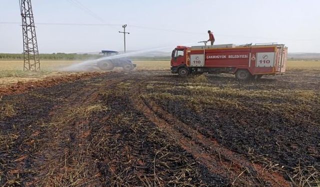 Besni’de buğday yangınında 8 dönüm arazi kül oldu