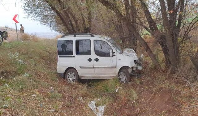 Şarampole devrilen hafif ticari araç sürücüsü yaralandı