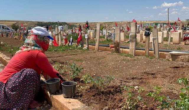 Mezarlıkta bayram hazırlıkları devam ediyor 