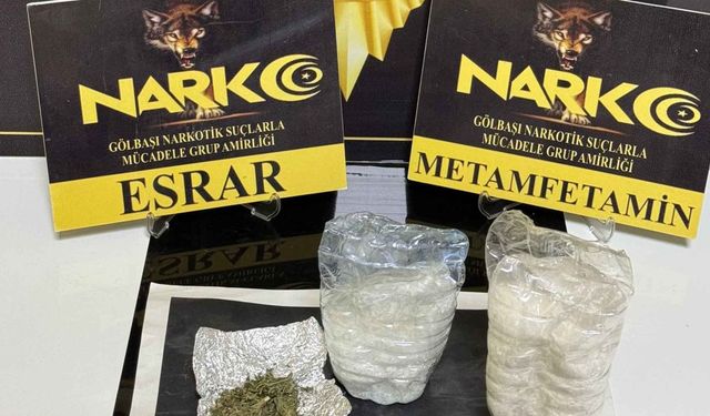 Gölbaşı'ında 228 gr metamfetamin 2,73 gr kubar esrar maddesi ele geçirildi