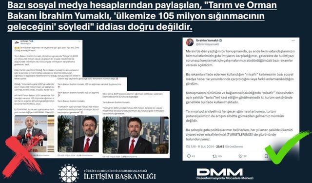 Bakan Yumaklı ‘105 milyon misafir’ ifadesiyle sığınmacıları mı işaret etti?