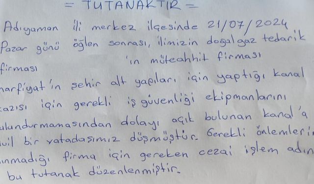 Adıyaman'da altyapı çukuruna düşen yaşlı adam yaralandı