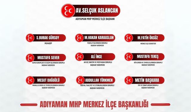 MHP Adıyaman Merkez İlçe Başkanlığı’nın yeni divan kurulu belirlendi