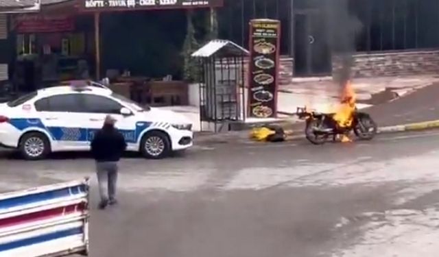 Şanlıurfa’da polisle tartışan ehliyetsiz sürücü önce motosikletini sonra kendini yaktı 