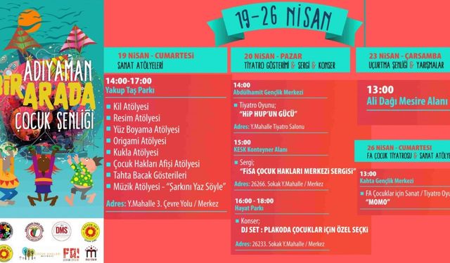 'Adıyaman Bir Arada Çocuk Şenliği' 19-26 Nisan tarihleri arasında ikinci kez düzenleniyor 