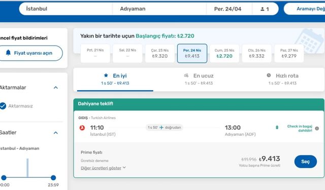 Deprem sarsıntısı yetmedi, uçak fiyatları da sarstı: İstanbul-Adıyaman 11 bin 800TL 
