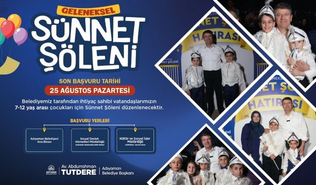 Adıyaman Belediyesi’nin 2. Geleneksel Sünnet Şöleni İçin Başvurular Başladı 