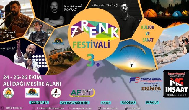 Doğa, sanat ve müziği buluşturan 7 Renk Festivali Ali Dağı'nda 24-25-26 Ekim'de düzenlenecek