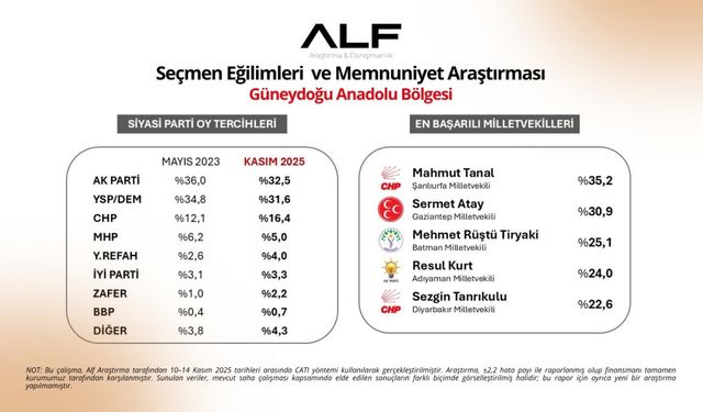 Güneydoğu Anketi: CHP, DEM ve AK Parti'de Durum- Bölgenin En Beğenilen Milletvekilleri