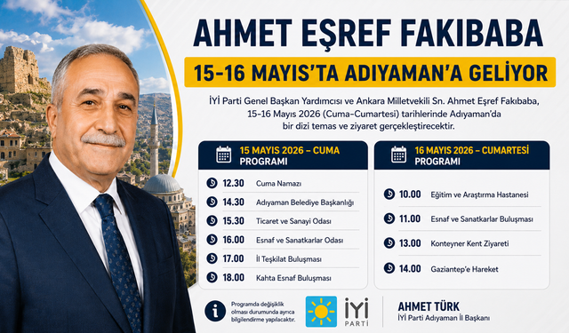 İYİ Partili Fakıbaba Adıyaman’da Temaslarda Bulunacak