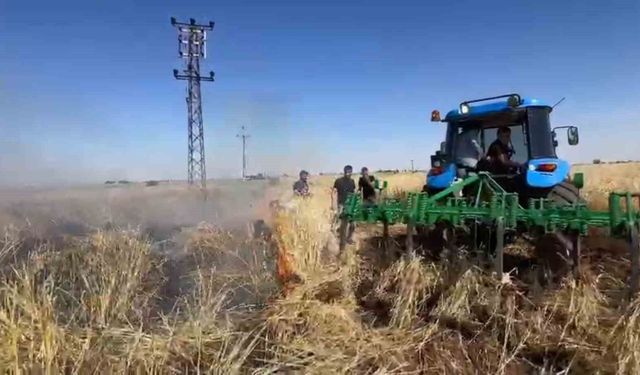 Şanlıurfa'da 60 Dönümlük Arpa Tarlası Yangında Zarar Gördü