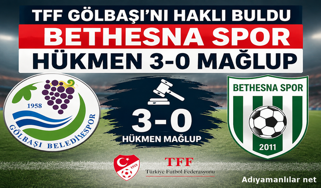 TFF Gölbaşı'nı Haklı Buldu Bethesna Spor Hükmen 3-0 Mağlup