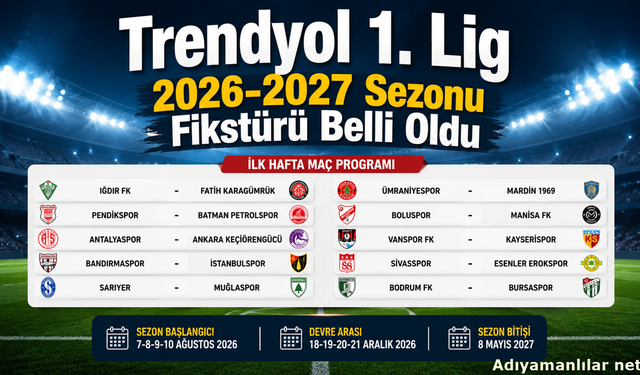 Trendyol 1. Lig'de Yeni Sezon Fikstürü Belli Oldu