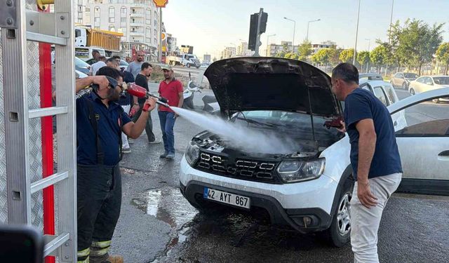 Seyir halindeki araç alev alev yandı