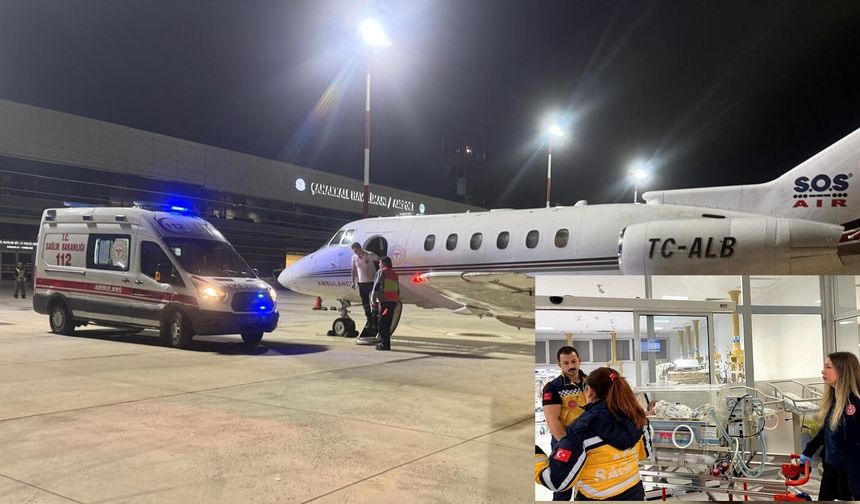 Çanakkale’den Ankara’ya 54 günlük kız bebek ambulans uçakla nakledildi