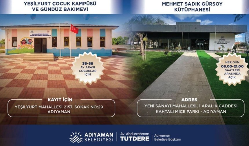Adıyaman'da yeni kreş ve kütüphane hizmete açıldı