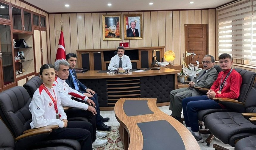 Besnili şampiyon sporculardan Kaymakam Aslan'a ziyaret