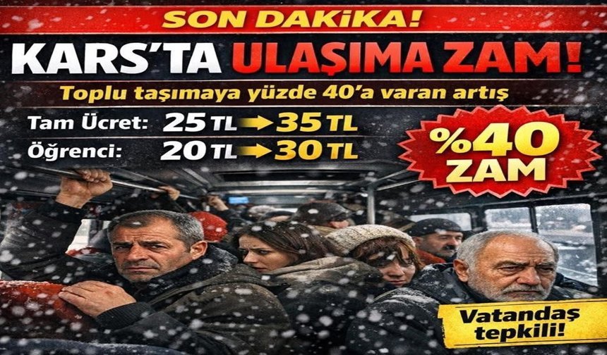 Kars’ta Toplu Taşıma Ücretlerine Yapılan Zama Tepkiler Yağdı