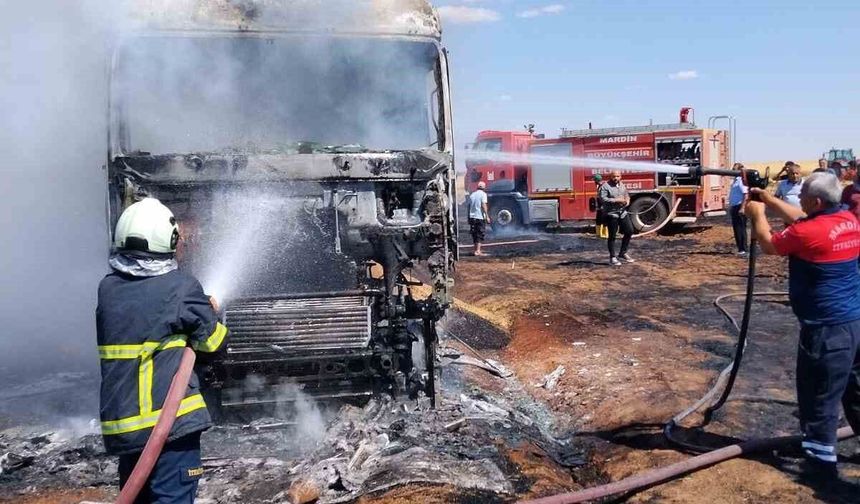 Mardin'de Buğday Yüklü Tır Yangında Kullanılamaz Hale Geldi