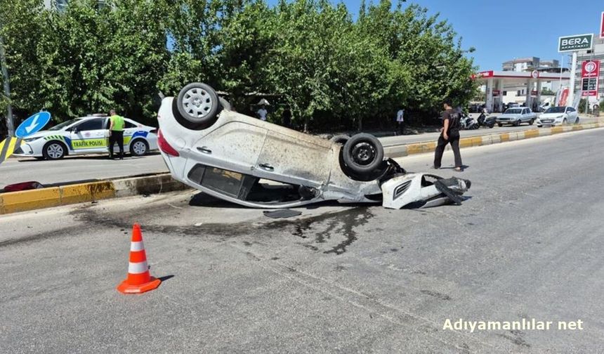 Karaali Köprüsü Yakınında Otomobil Takla Attı