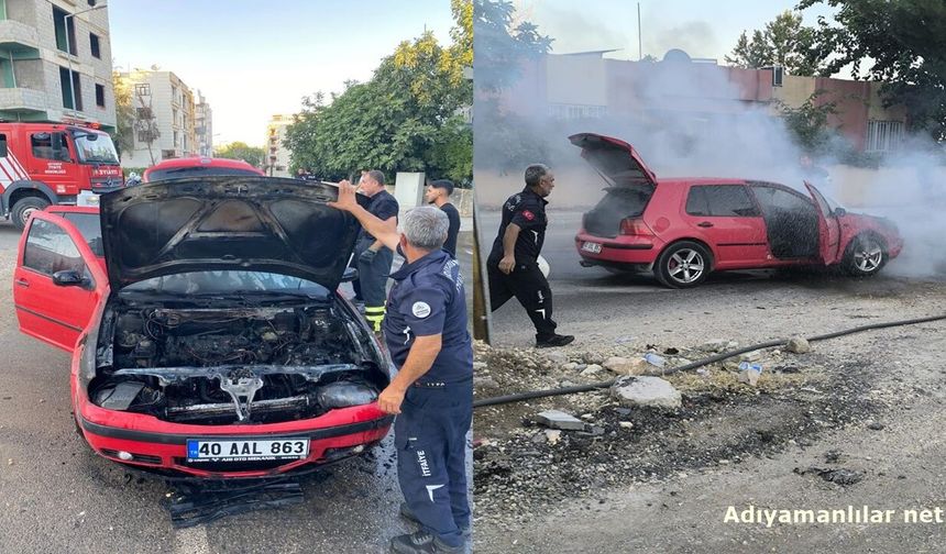 Adıyaman'da Seyir Halindeki Otomobil Alev Aldı Yandı