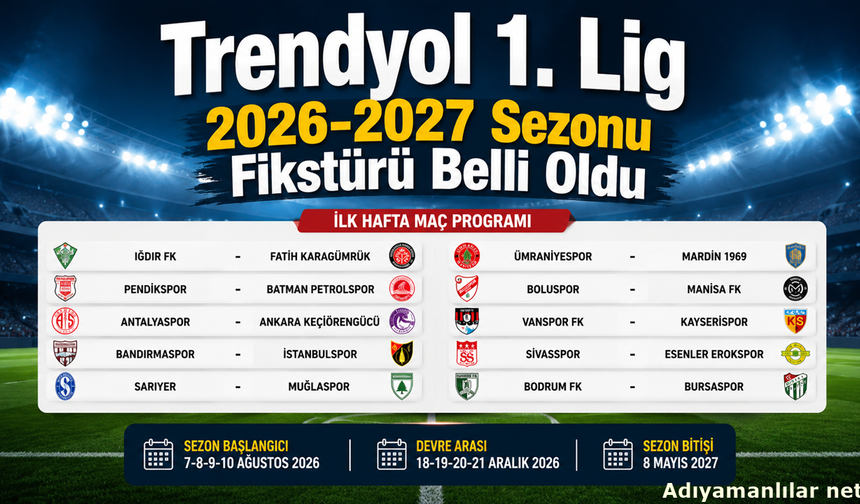 Trendyol 1. Lig'de Yeni Sezon Fikstürü Belli Oldu