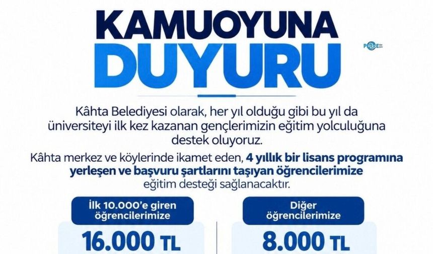 Kahta Belediyesi'nden üniversite öğrencilerine eğitim desteği