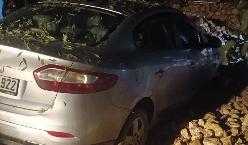 Park halindeki otomobil heyelanda zarar gördü